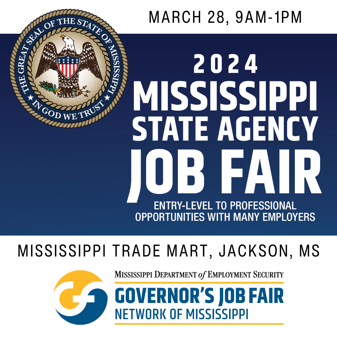 Mississippi State Agency Job Fair Social Media Graphic with State Seal