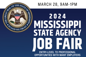 Mississippi State Agency Job Fair Social Media Graphic with State Seal